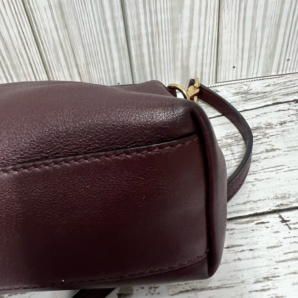 Burberry Nova Check Crossbody Clutch Bag Plaid Burgundy Leather Trim - Picture 7 of 12